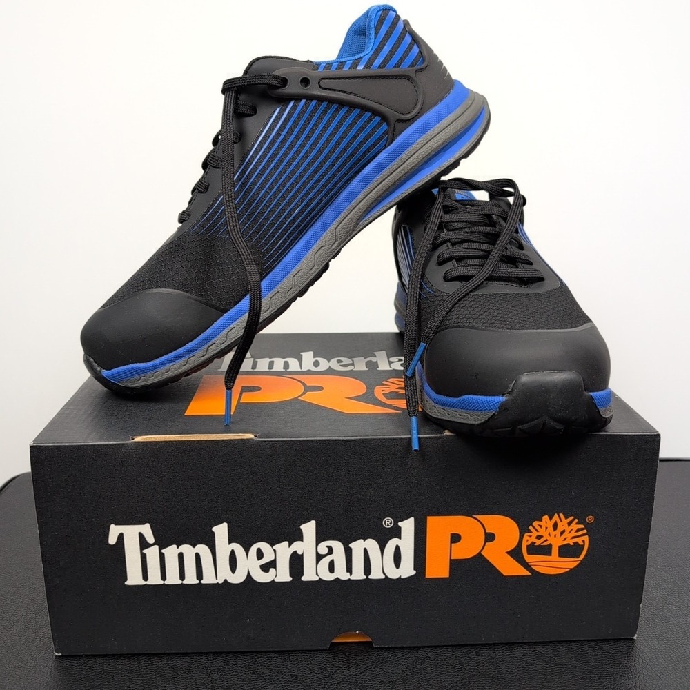 Timberland Day One Safety Toe Drivetrain Low Shoe Black/Pantone Blue Sz 9 Womens